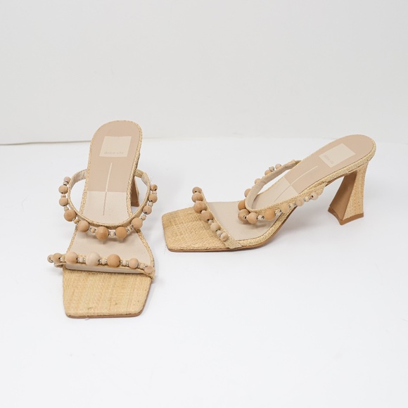 Dolce Vita Shoes - NEW Dolce Vita Wood Beaded Embellished Straw Raffia Woven Heel Sandals Shoes 8